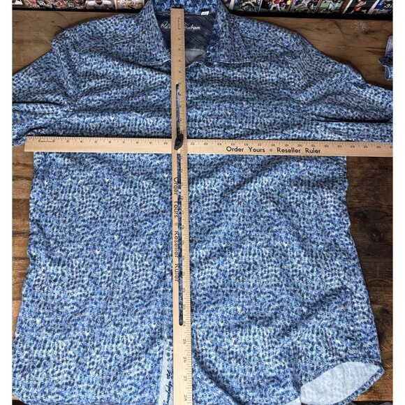 robert graham button up shirt mens 2XL abstract geometric flip cuff Blue Vibrant - Picture 5 of 5